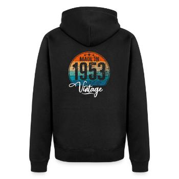 Millésime fabriqué en 1953 Année de naissance 1953 Anniversaire - Veste à capuche bio Premium Unisexe - noir - Dos - Nico (187cm)