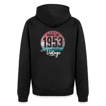 Millésime fabriqué en 1953 Année de naissance 1953 Anniversaire - Veste à capuche bio Premium Unisexe - noir - Dos - Nico (187cm)