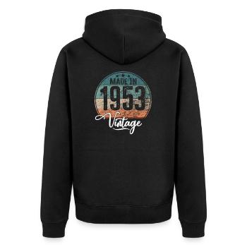Millésime fabriqué en 1953 Année de naissance 1953 Anniversaire - Veste à capuche bio Premium Unisexe - noir - Dos - Nico (187cm)