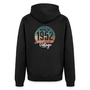 Vintage Made in 1952 Geburtsjahr 1952 Geburtstag - Unisex Premium Bio Zip Hoodie - Schwarz - Hinten - Nico (187cm)
