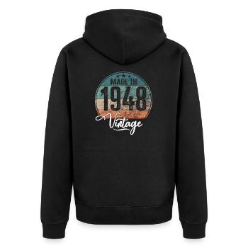 Millésime fabriqué en 1948 Année de naissance 1948 Anniversaire - Veste à capuche bio Premium Unisexe - noir - Dos - Nico (187cm)