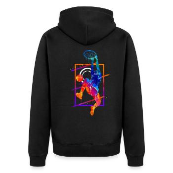 Basketball Basketballspieler Spieler Vintage Bunt - Unisex Premium Bio Zip Hoodie - Schwarz - Hinten - Nico (187cm)