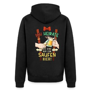 JGA Junggesellenabschied Bier Saufen Lustig Spruch - Unisex Premium Bio Zip Hoodie - Schwarz - Hinten - Nico (187cm)