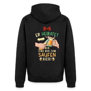 JGA Junggesellenabschied Bier Saufen Lustig Spruch - Unisex Premium Bio Zip Hoodie - Schwarz - Hinten - Nico (187cm)