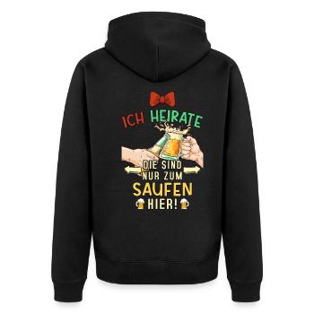 JGA Junggesellenabschied Bier Saufen Lustig Spruch - Unisex Premium Bio Zip Hoodie - Schwarz - Hinten - Nico (187cm)