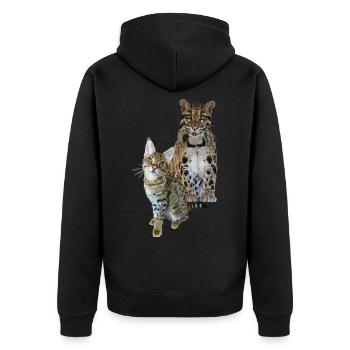 Clouded leopard and cat - Unisex Premium Organic Zip Hoodie - black - Back - Nico (187cm)