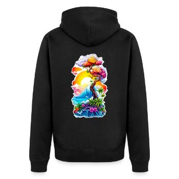 High waves 05 - Unisex Premium Bio Zip Hoodie - Schwarz - Hinten - Nico (187cm)