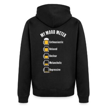 My Mood Meter (Bier / Biertrinker / V1 / NEG) - Unisex Premium Bio Zip Hoodie - Schwarz - Hinten - Nico (187cm)