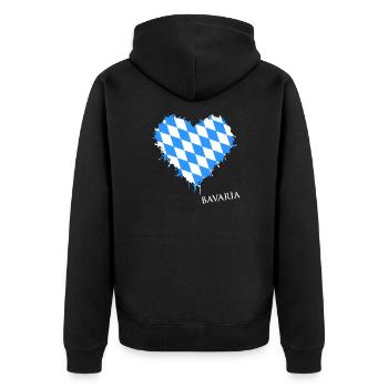 Bavaria, Bayern, Oberbayern, Minga - Unisex Premium Bio Zip Hoodie - Schwarz - Hinten - Nico (187cm)
