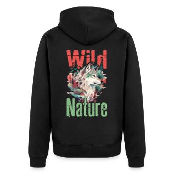 Wolf Wolf Head Predator Nature Wilderness Colorful Art - Unisex Premium Organic Zip Hoodie - black - Back - Nico (187cm)