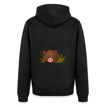 Wild boar forest dweller - Unisex Premium Organic Zip Hoodie - black - Back - Nico (187cm)