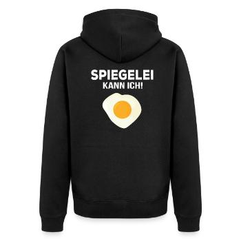 Spiegelei kann ich Eier Koch kochen braten Spruch - Unisex Premium Bio Zip Hoodie - Schwarz - Hinten - Nico (187cm)