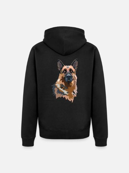 Portrait German Shepherd - Unisex Premium Organic Zip Hoodie - black