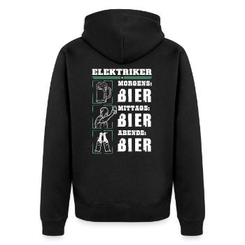 Mein Tagesablauf als Elektriker - Unisex Premium Bio Zip Hoodie - Schwarz - Hinten - Nico (187cm)