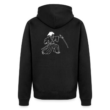 Samurai in battle - Unisex Premium Organic Zip Hoodie - black - Back - Nico (187cm)