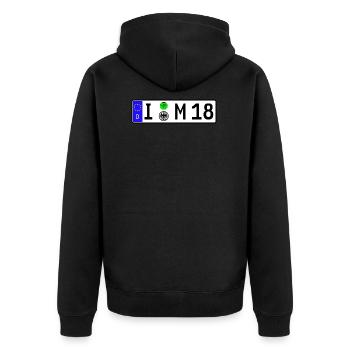 I'm 18 - endlich Achtzehn/volljährig/erwachsen - Unisex Premium Bio Zip Hoodie - Schwarz - Hinten - Nico (187cm)