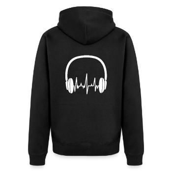 Kopfhörer mit Herzschlag Musik Musikfans Geschenk - Unisex Premium Bio Zip Hoodie - Schwarz - Hinten - Nico (187cm)