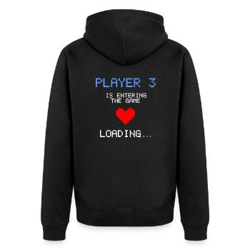 Announcement Pregnancy Gamer Pregnant Nerd - Unisex Premium Organic Zip Hoodie - black - Back - Nico (187cm)