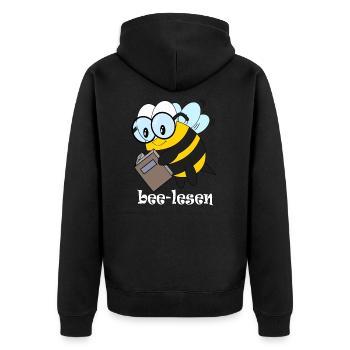 bee lesen - Unisex Premium Bio Zip Hoodie - Schwarz - Hinten - Nico (187cm)