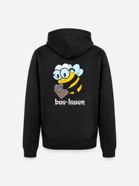 bee lesen - Unisex Premium Bio Zip Hoodie - Schwarz