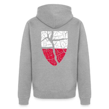 Polen Wappen - Unisex Premium Bio Zip Hoodie - Grau meliert - Hinten - Nico (187cm)