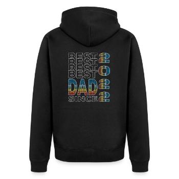 Bester Papa der Welt seit 2022 Vatertag Geburtstag - Unisex Premium Bio Zip Hoodie - Schwarz - Hinten - Nico (187cm)
