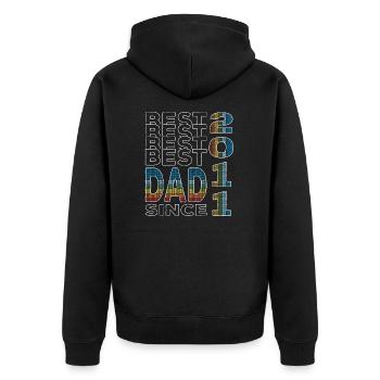 Bester Papa der Welt seit 2011 Vatertag Geburtstag - Unisex Premium Bio Zip Hoodie - Schwarz - Hinten - Nico (187cm)