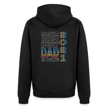 Meilleur papa du monde depuis 2021 Fête des pères Anniversaire - Veste à capuche bio Premium Unisexe - noir - Dos - Nico (187cm)