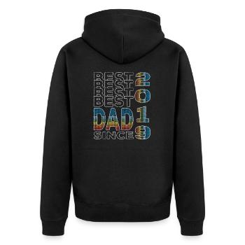 Bester Papa der Welt seit 2019 Vatertag Geburtstag - Unisex Premium Bio Zip Hoodie - Schwarz - Hinten - Nico (187cm)