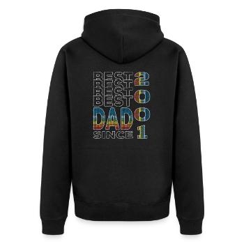 Best dad in the world since 2001 Father's Day - Unisex Premium Organic Zip Hoodie - black - Back - Nico (187cm)