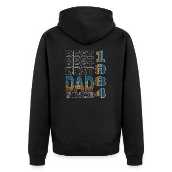 Best dad in the world since 1984 Father's Day - Unisex Premium Organic Zip Hoodie - black - Back - Nico (187cm)