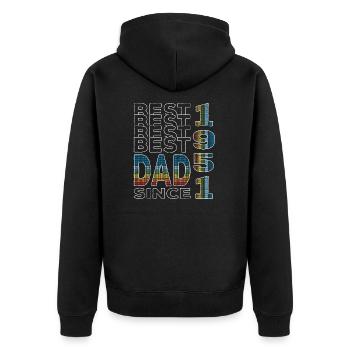 Bester Papa der Welt seit 1951 Vatertag - Unisex Premium Bio Zip Hoodie - Schwarz - Hinten - Nico (187cm)