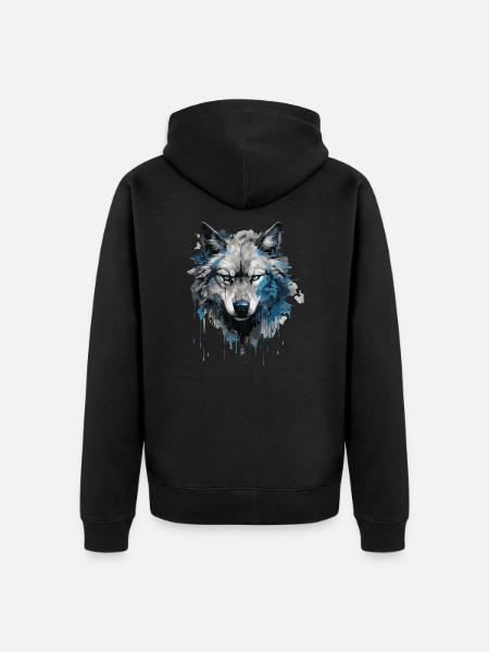Wolf Head - Unisex Premium Bio Zip Hoodie - Schwarz