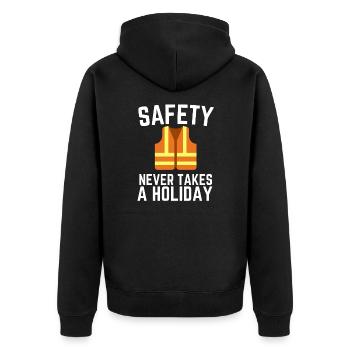 Incident Analyst Security Manager & Safety - Unisex Premium Bio Zip Hoodie - Schwarz - Hinten - Nico (187cm)