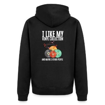 Vinyl Record Store And Vinyls LP Record Music - Unisex Premium Bio Zip Hoodie - Schwarz - Hinten - Nico (187cm)
