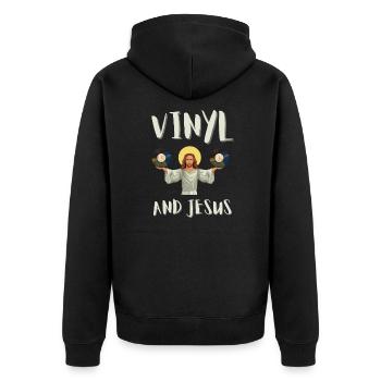 Vinyl Record Store And Vinyls LP Record Music - Unisex Premium Bio Zip Hoodie - Schwarz - Hinten - Nico (187cm)