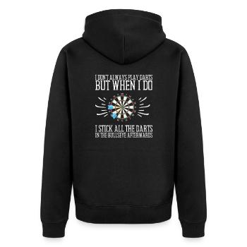 Darts League Night And Darts Board 180 Points - Unisex Premium Organic Zip Hoodie - black - Back - Nico (187cm)