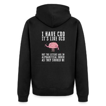 OCD Obsessive Compulsive Disorder Awareness - Unisex Premium Organic Zip Hoodie - black - Back - Nico (187cm)