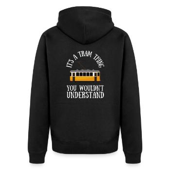 Tram Vehicle Train Streetcar Trolley Cablecar - Unisex Premium Organic Zip Hoodie - black - Back - Nico (187cm)