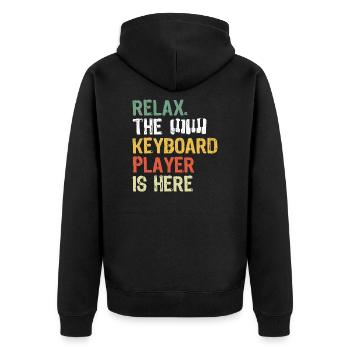 Keyboard Keyboarder Klavier Musik Pianist - Unisex Premium Bio Zip Hoodie - Schwarz - Hinten - Nico (187cm)