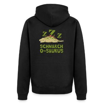Schnarch-O-Saurus Dinosaurier Schnarchen Schlafen - Unisex Premium Bio Zip Hoodie - Schwarz - Hinten - Nico (187cm)