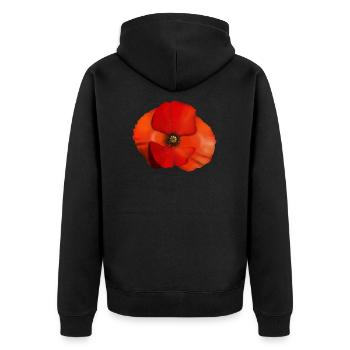 Poppy flower - Unisex Premium Organic Zip Hoodie - black - Back - Nico (187cm)