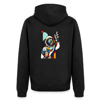 Galaktische Farbenpracht Buntes Astronauten Design - Unisex Premium Bio Zip Hoodie - Schwarz - Hinten - Nico (187cm)