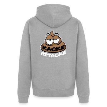 KACKE ATTACKE SCHEISSE - Unisex Premium Bio Zip Hoodie - Grau meliert - Hinten - Nico (187cm)