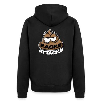 KACKE ATTACKE SCHEISSE - Unisex Premium Bio Zip Hoodie - Schwarz - Hinten - Nico (187cm)