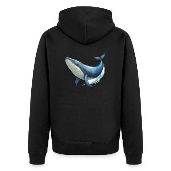Wal im Wasser - Unisex Premium Bio Zip Hoodie - Schwarz - Hinten - Nico (187cm)