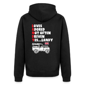 Its Landy - Unisex Premium Organic Zip Hoodie - black - Back - Nico (187cm)