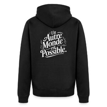 Un autre monde est possible - Veste à capuche bio Premium Unisexe - noir - Dos - Nico (187cm)