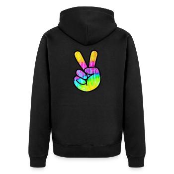 Victory Finger - signe de la paix - Veste à capuche bio Premium Unisexe - noir - Dos - Nico (187cm)