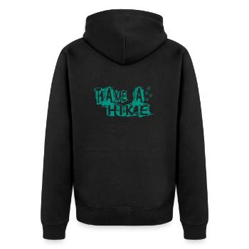 TAKE A HIKE - Unisex Premium Bio Zip Hoodie - Schwarz - Hinten - Nico (187cm)